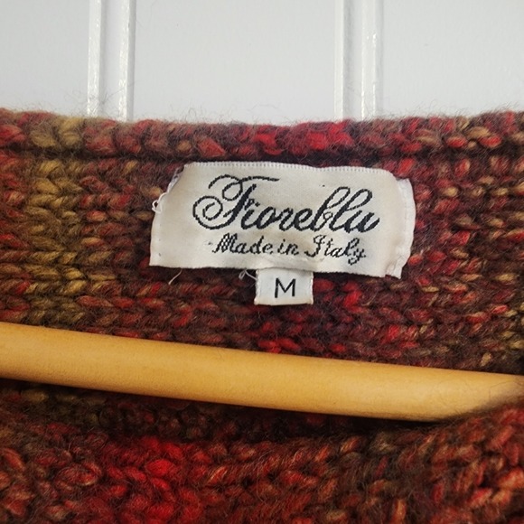 VTG Fiorella Italy Womens Medium Wool Blend Cable Short Sleeve Sweater Granola - Picture 3 of 9